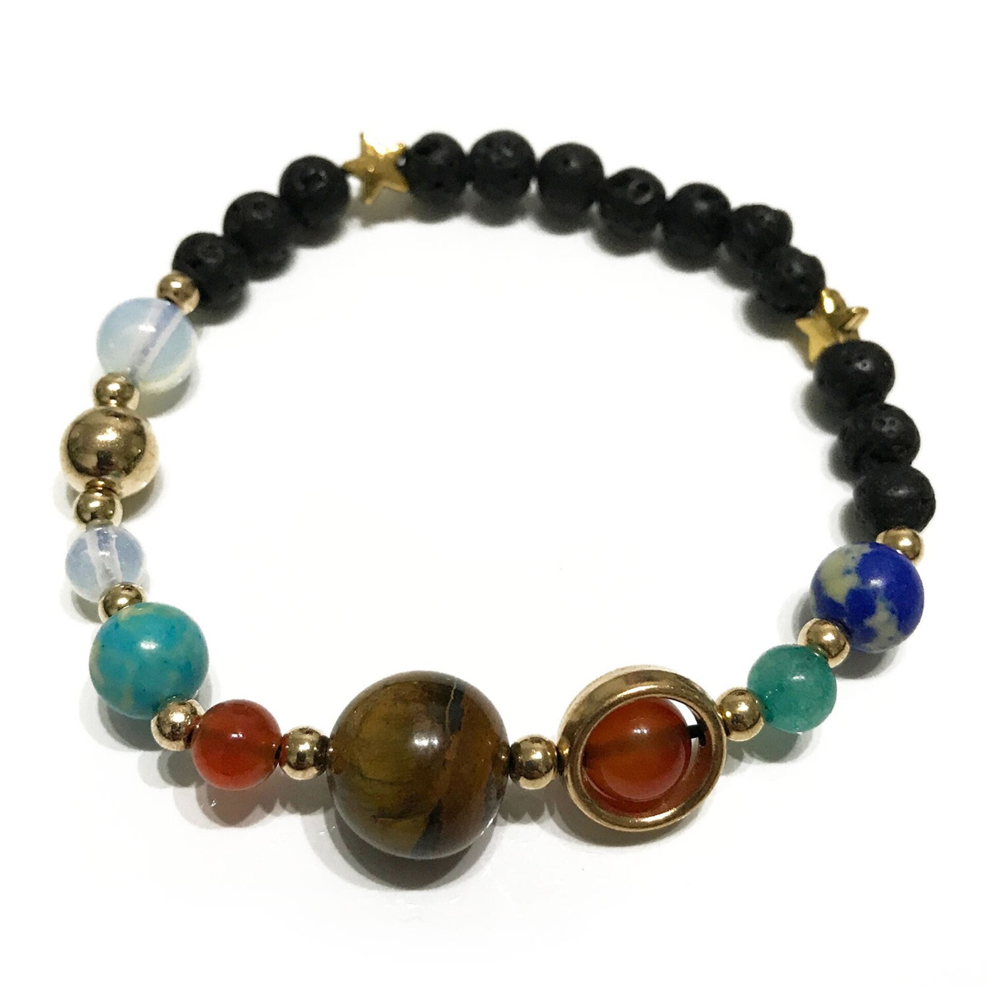Pulsera de Piedra de Lava Sistema solar Oro - 2