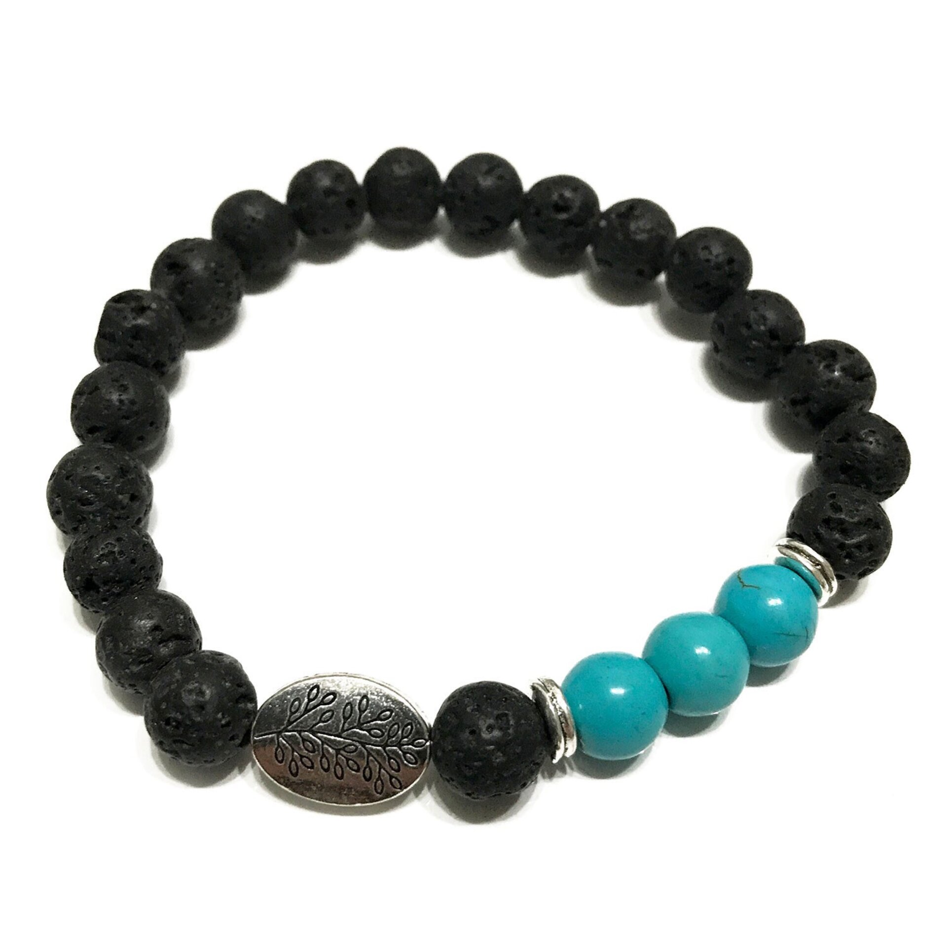 Pulsera de Piedra de Lava Hoja Turquesa - 2