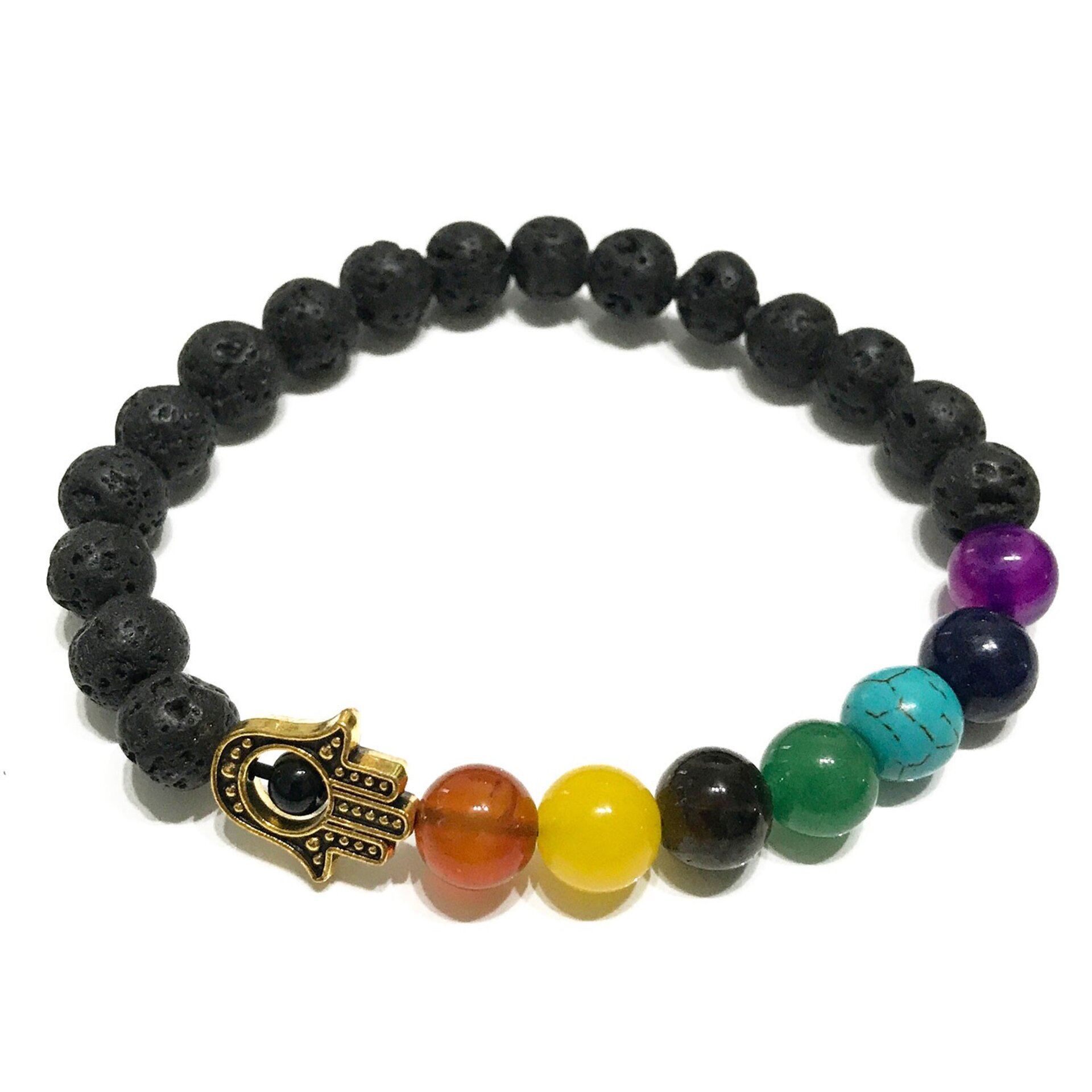 Pulsera de Piedra de Lava Hamsa Chakra - 2