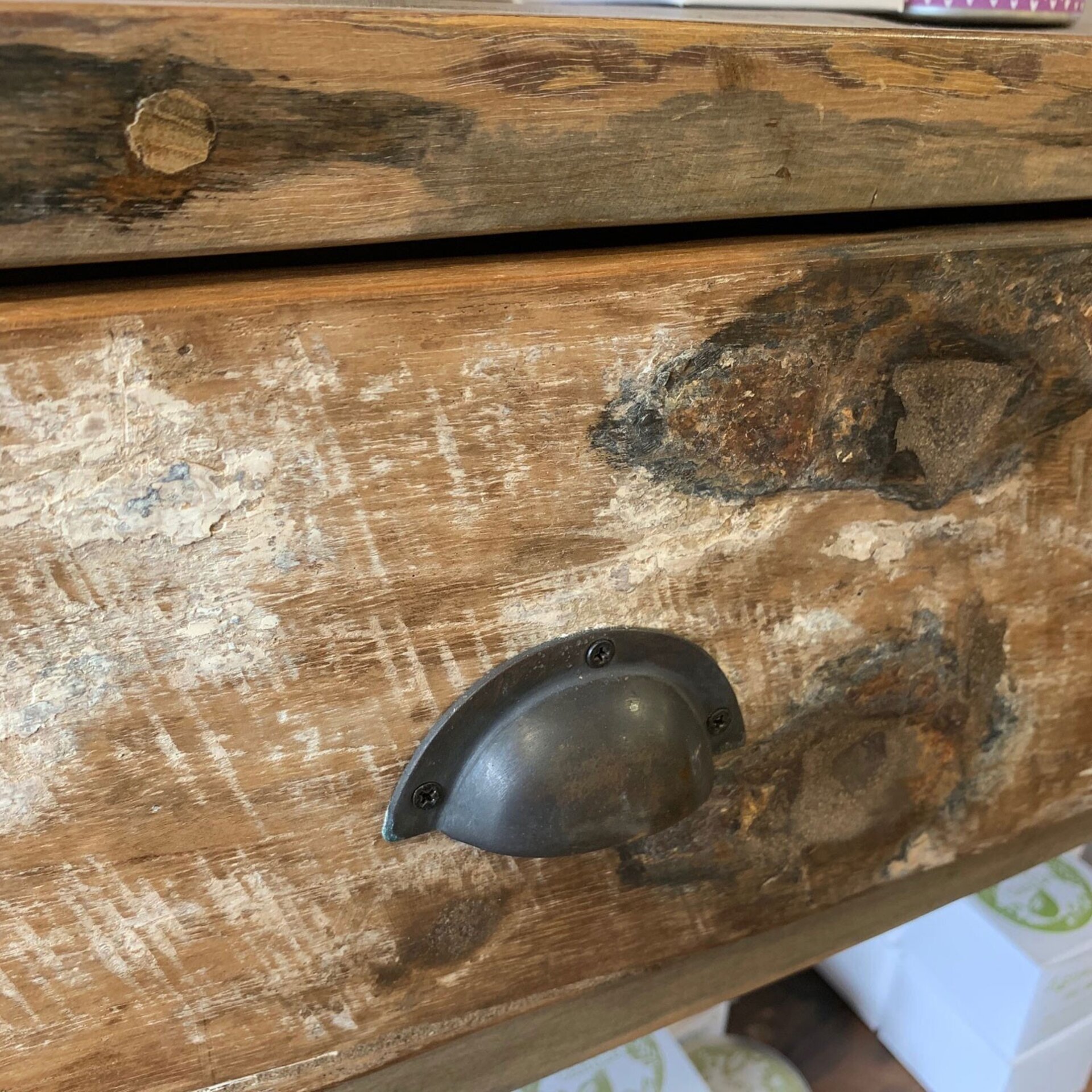 Mesa central de madera reciclada - 180x60x80cm - 4